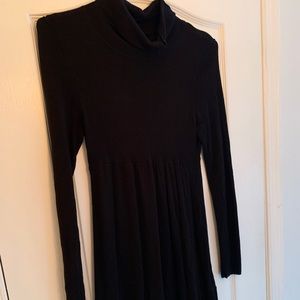 Black Sweater Dress with Cowl Neck